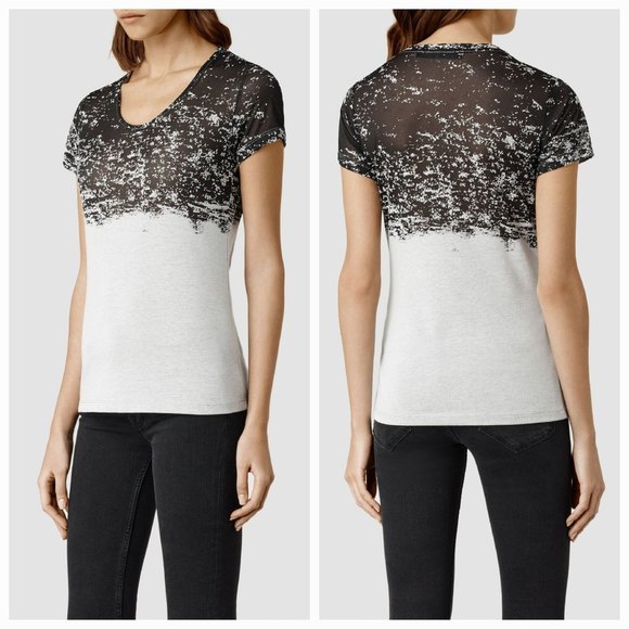 𝅺ALLSAINTS Briar Kique black grey short sleeves tee-size 4 - Picture 1 of 8